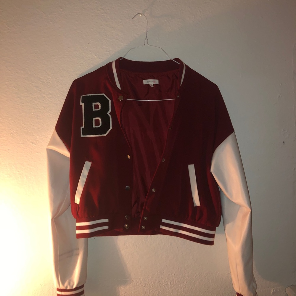 Red varsity jacket lettermen